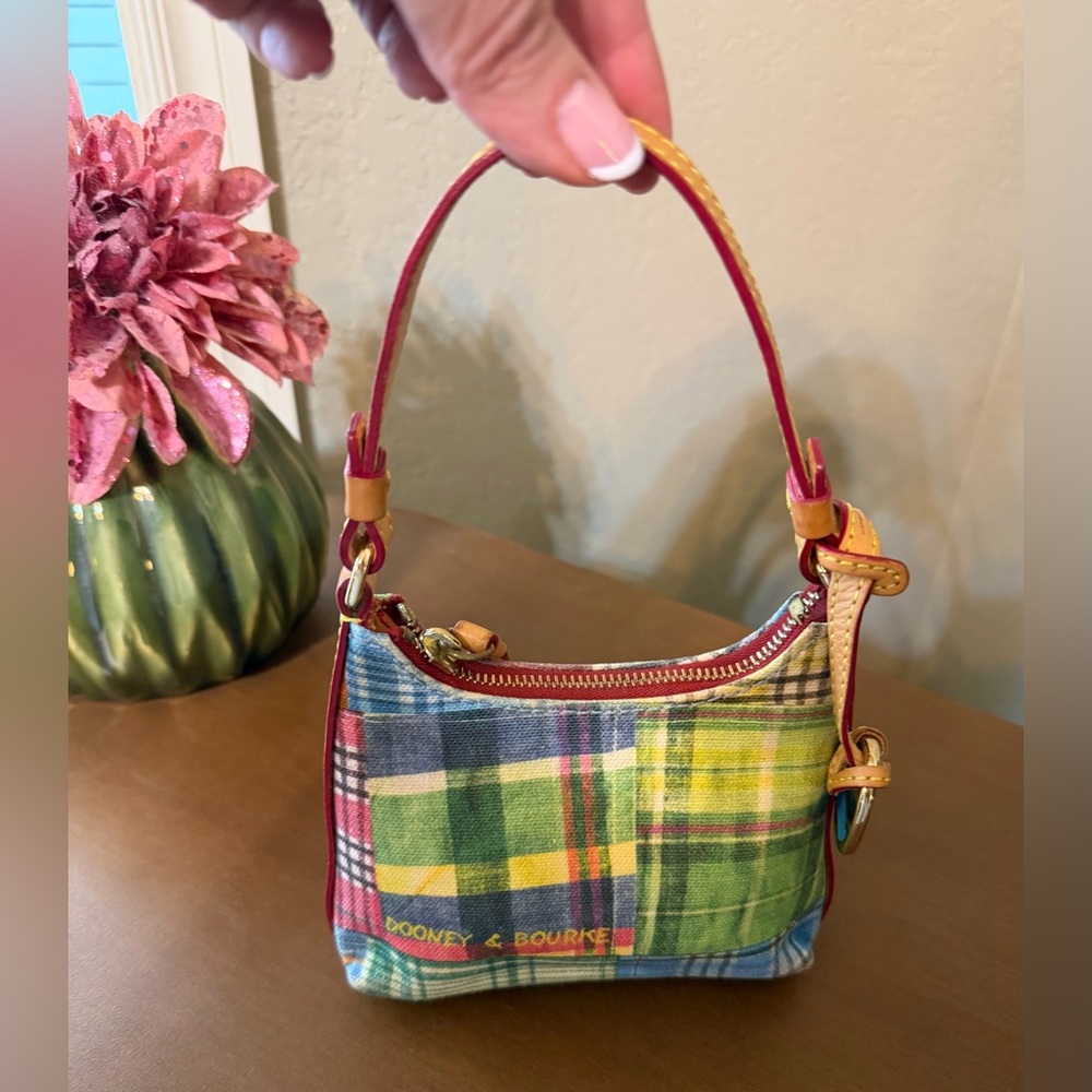 Dooney & Bourke Vintage Multicolor Madras Plaid Picnic w/ants Mini/Bitsy Bag